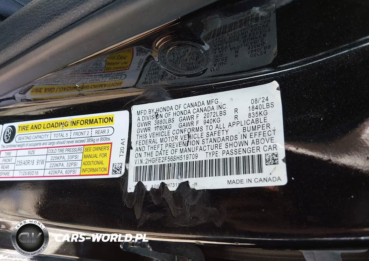 HONDA CIVIC VIN:2HGFE2F56SH519709 - 9