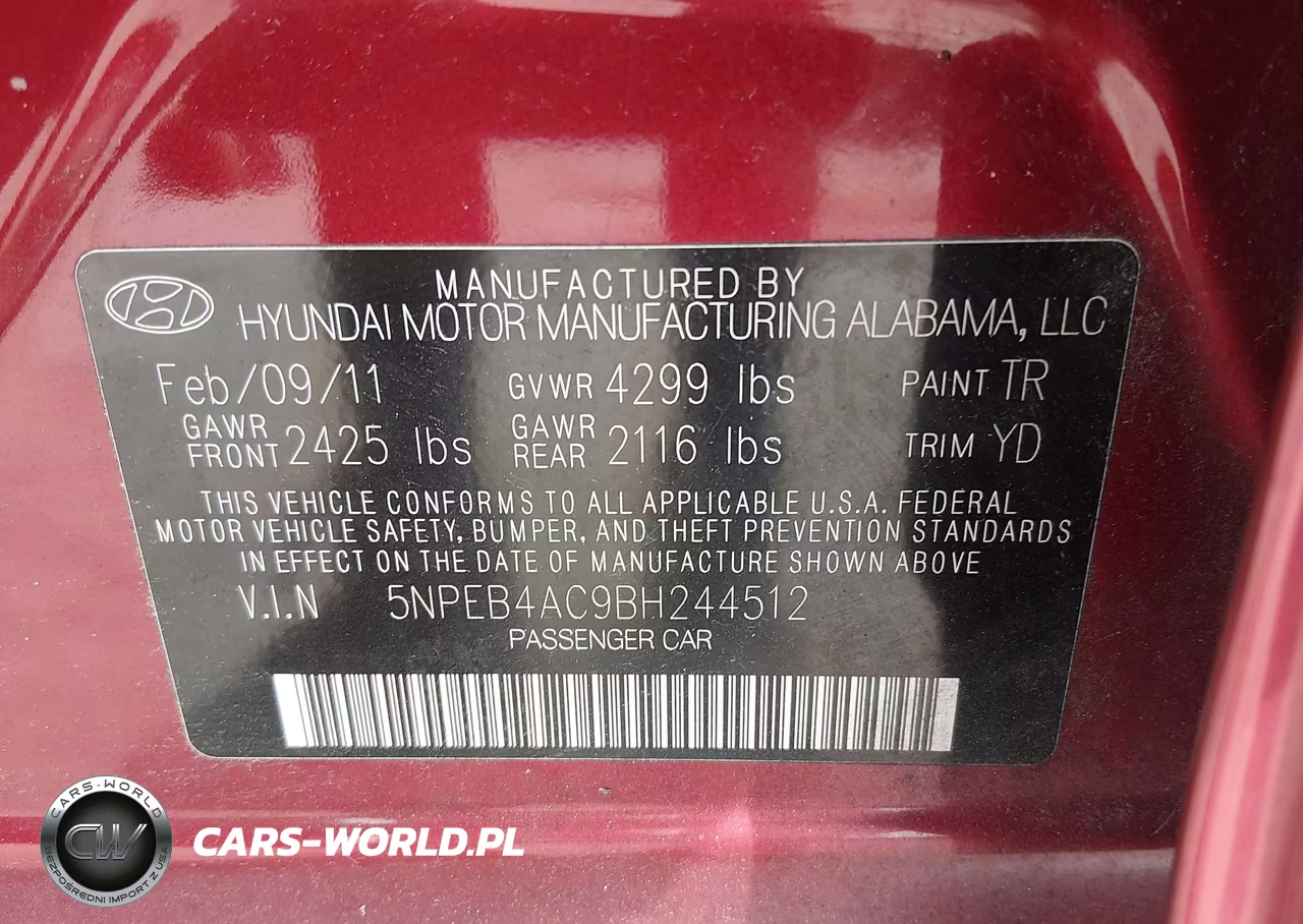 2011 Hyundai Sonata Gls VIN:5NPEB4AC9BH244512 - 9