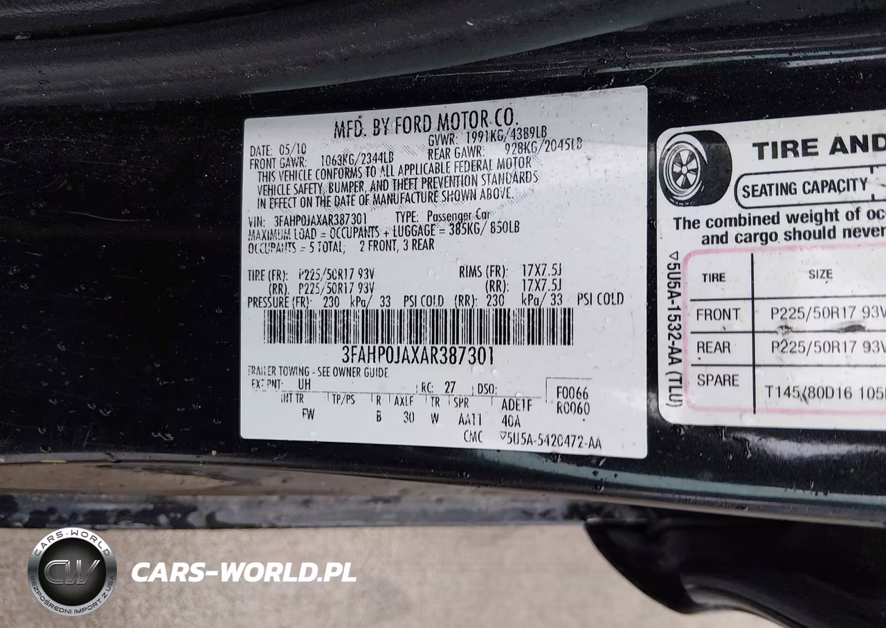 2010 Ford Fusion Sel VIN:3FAHP0JAXAR387301 - 9
