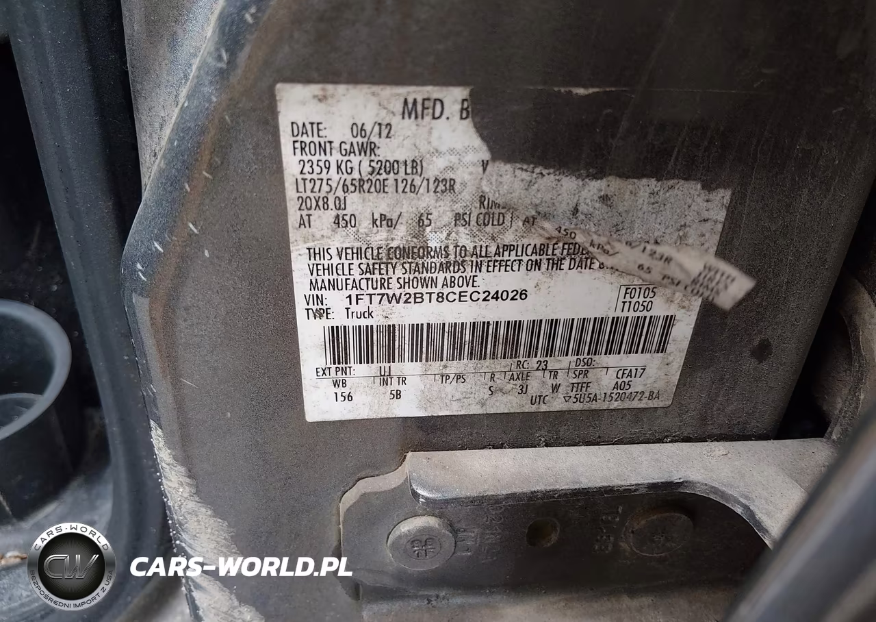 2012 Ford F-250 Lariat VIN:1FT7W2BT8CEC24026 - 9