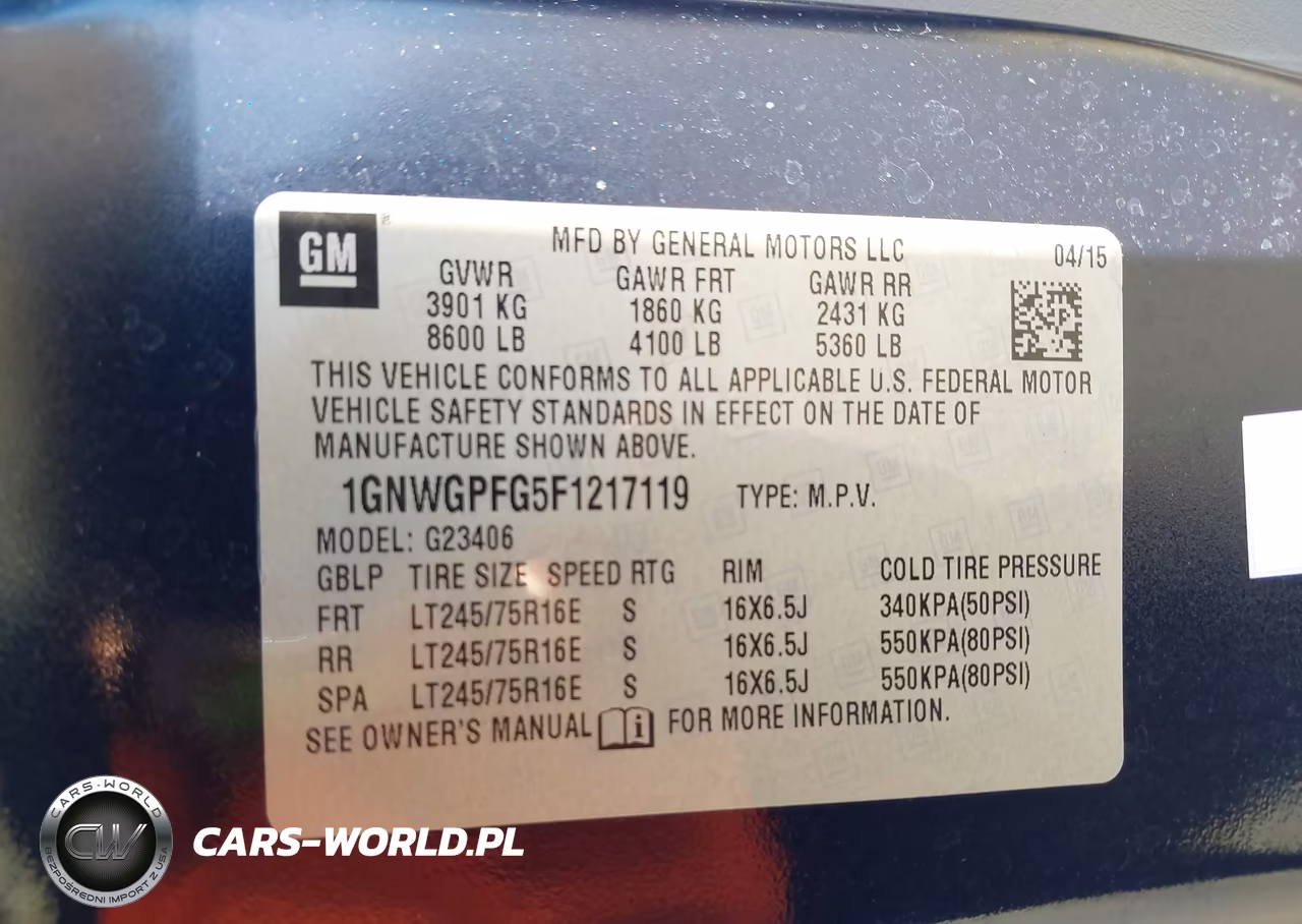 2015 Chevrolet Express 2500 Ls VIN:1GNWGPFG5F1217119 - 9