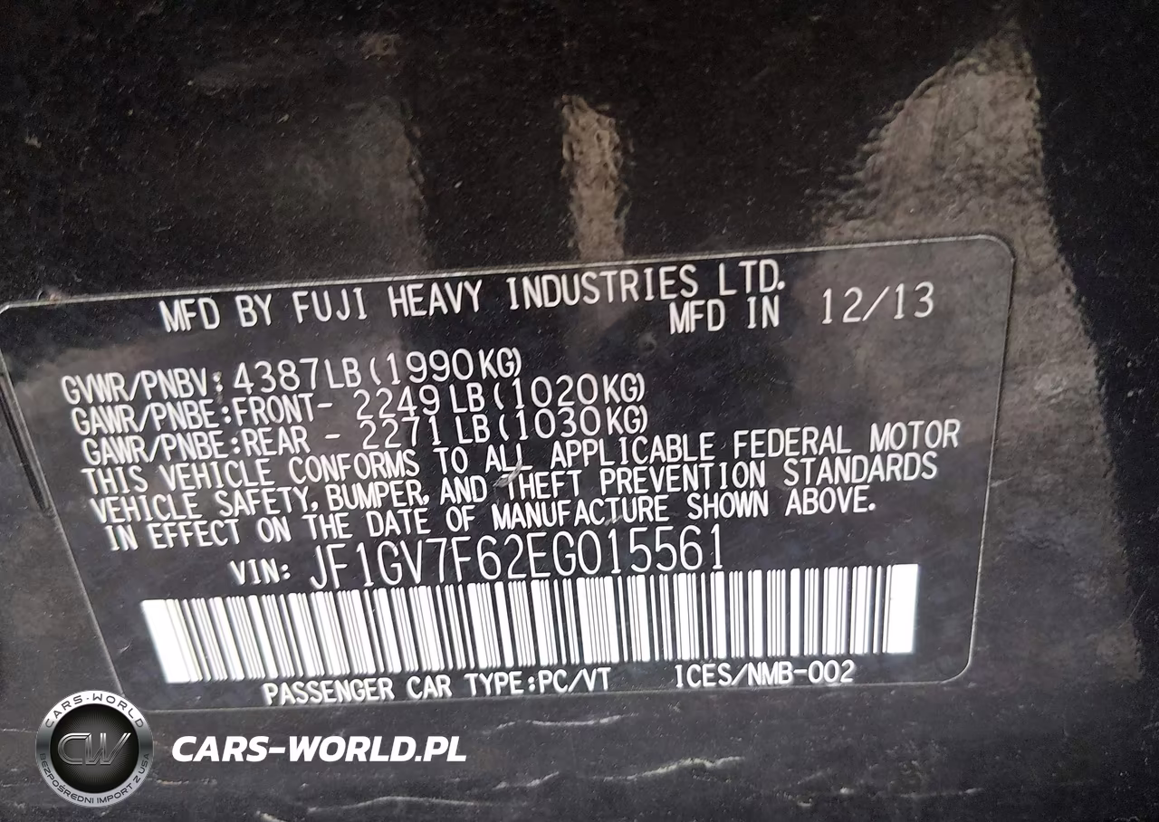 2014 Subaru Impreza Wrx Premium VIN:JF1GV7F62EG015561 - 9
