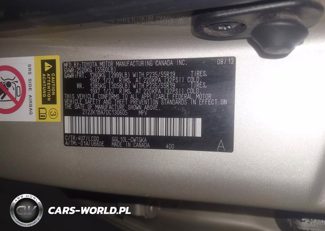 2013 Lexus Rx 350 VIN:2T2ZK1BA7DC130605 - 9