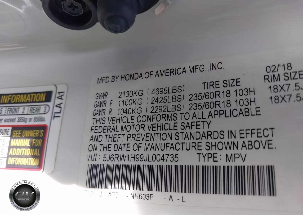 2018 Honda Cr-V Touring VIN:5J6RW1H99JL004735 - 9