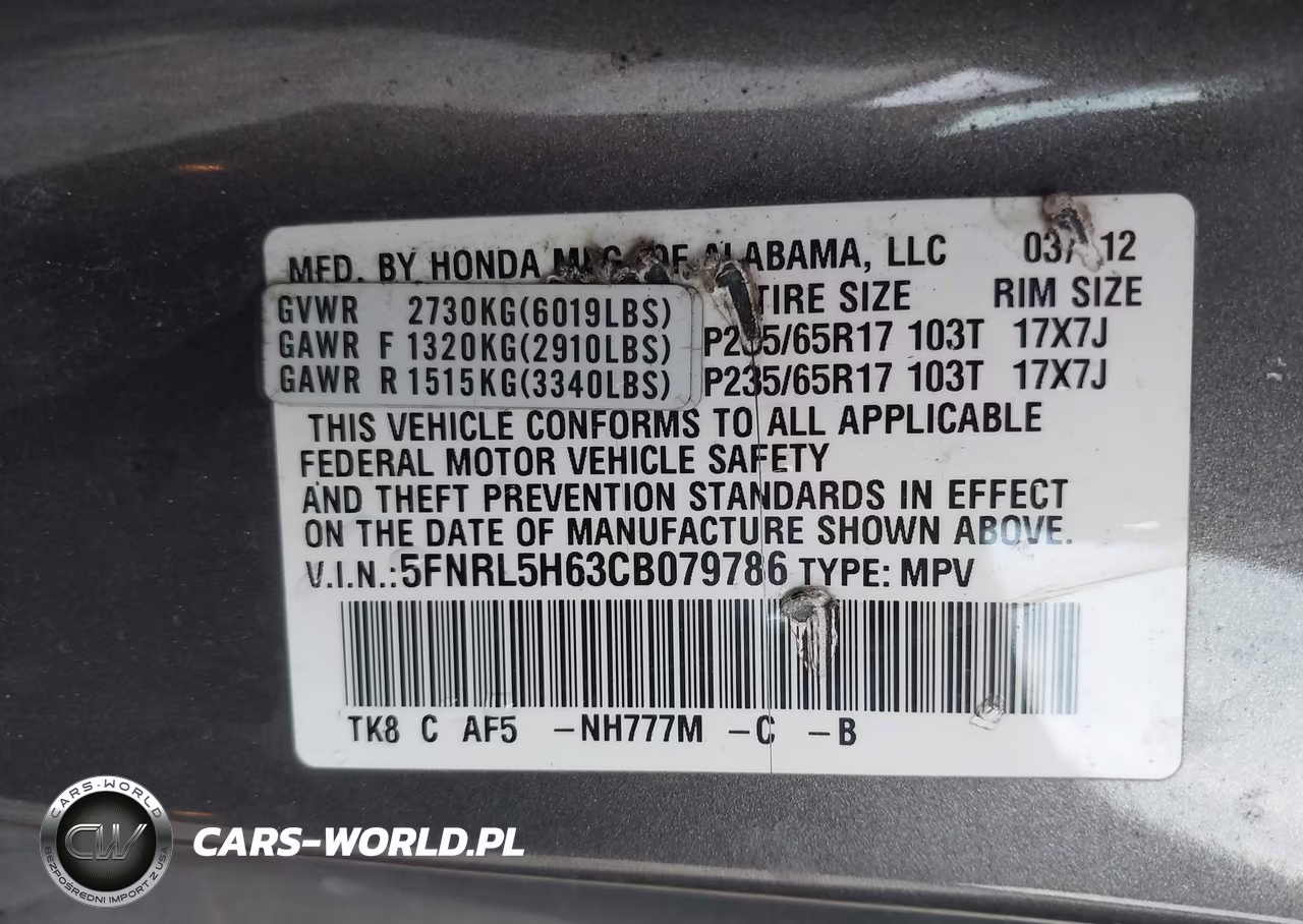 2012 Honda Odyssey Ex-L VIN:5FNRL5H63CB079786 - 9
