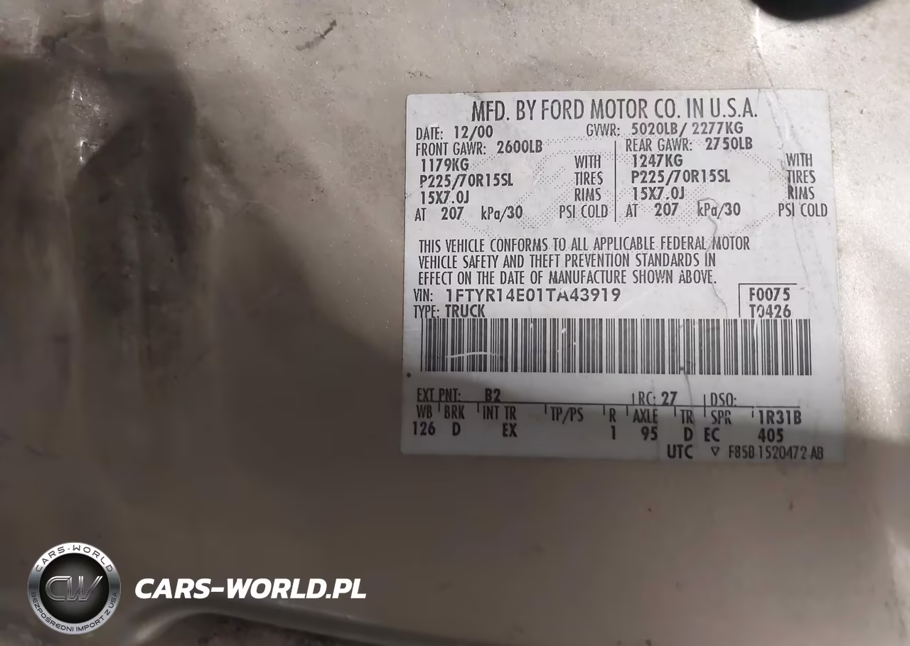 2001 Ford Ranger Edge-Xlt VIN:1FTYR14E01TA43919 - 9