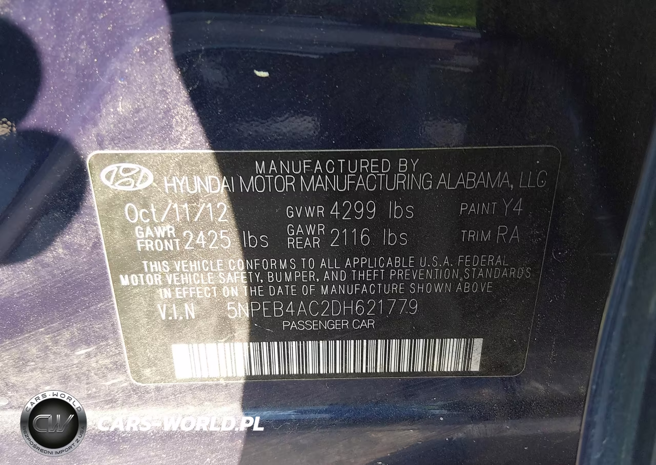 2013 Hyundai Sonata Gls VIN:5NPEB4AC2DH621779 - 9