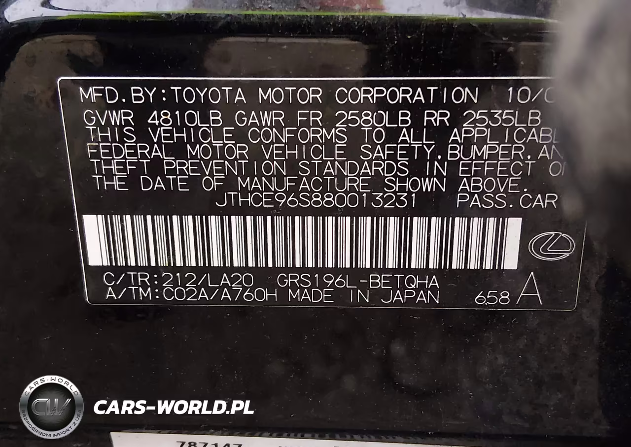 2008 Lexus Gs 350 VIN:JTHCE96S880013231 - 9