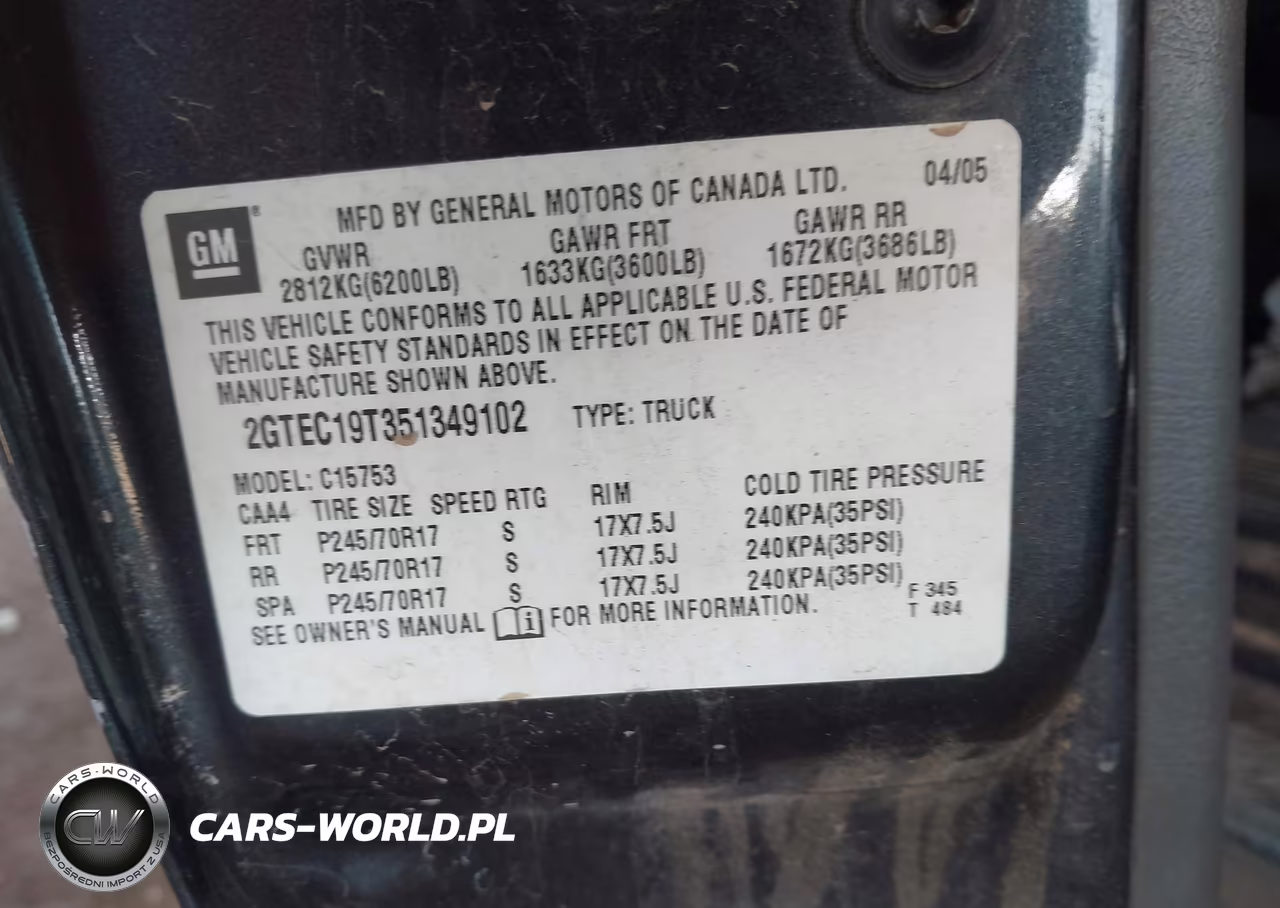 2005 GMC Sierra 1500 Sle VIN:2GTEC19T351349102 - 9