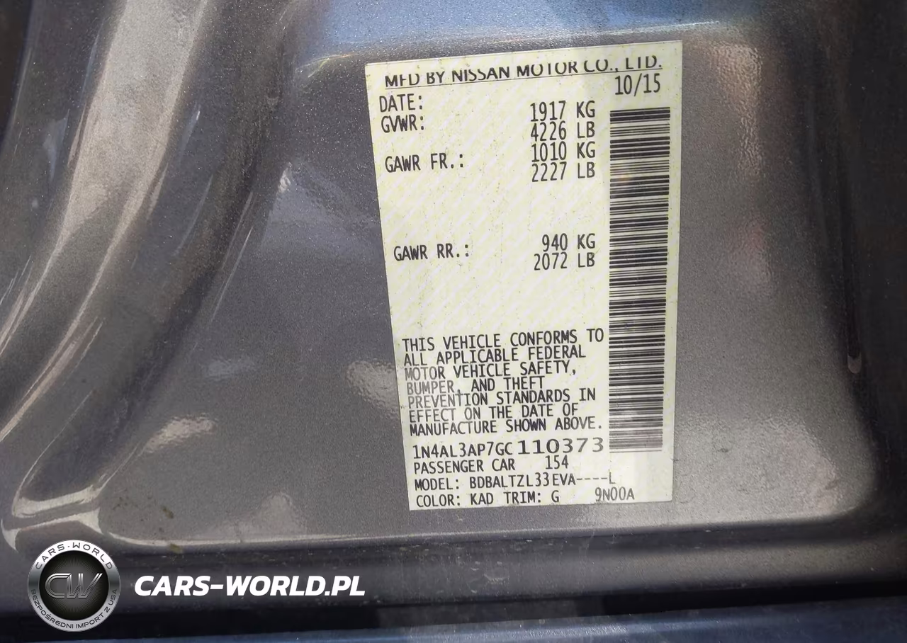 2016 Nissan Altima 2.5 Sl VIN:1N4AL3AP7GC110373 - 9