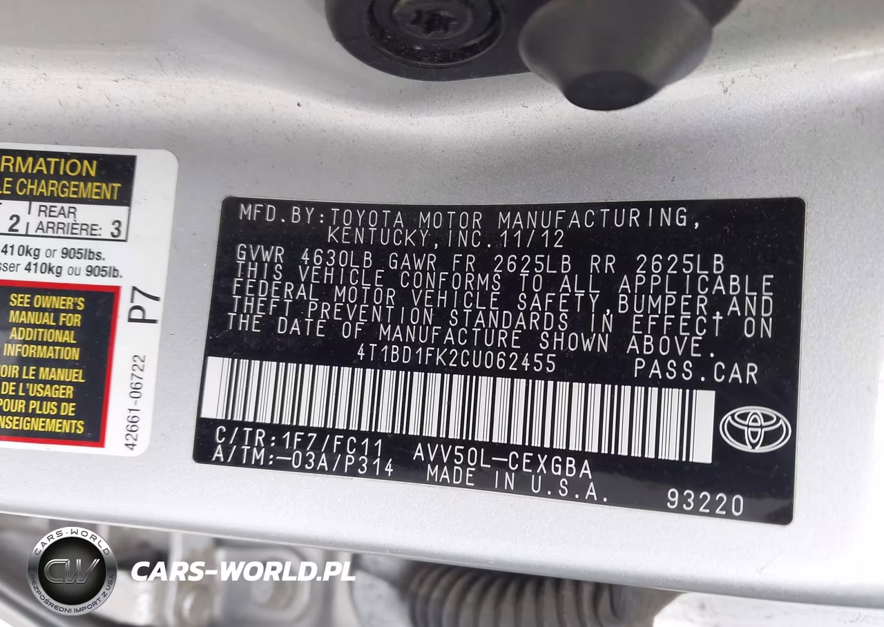 2012 Toyota Camry Hybrid Xle VIN:4T1BD1FK2CU062455 - 9