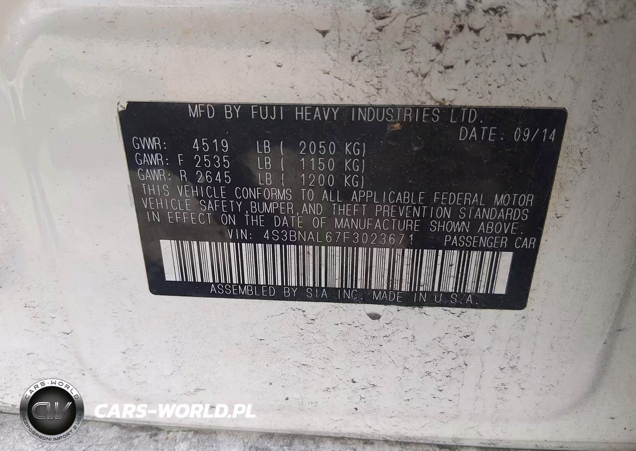 2015 Subaru Legacy 2.5I Limited VIN:4S3BNAL67F3023671 - 9
