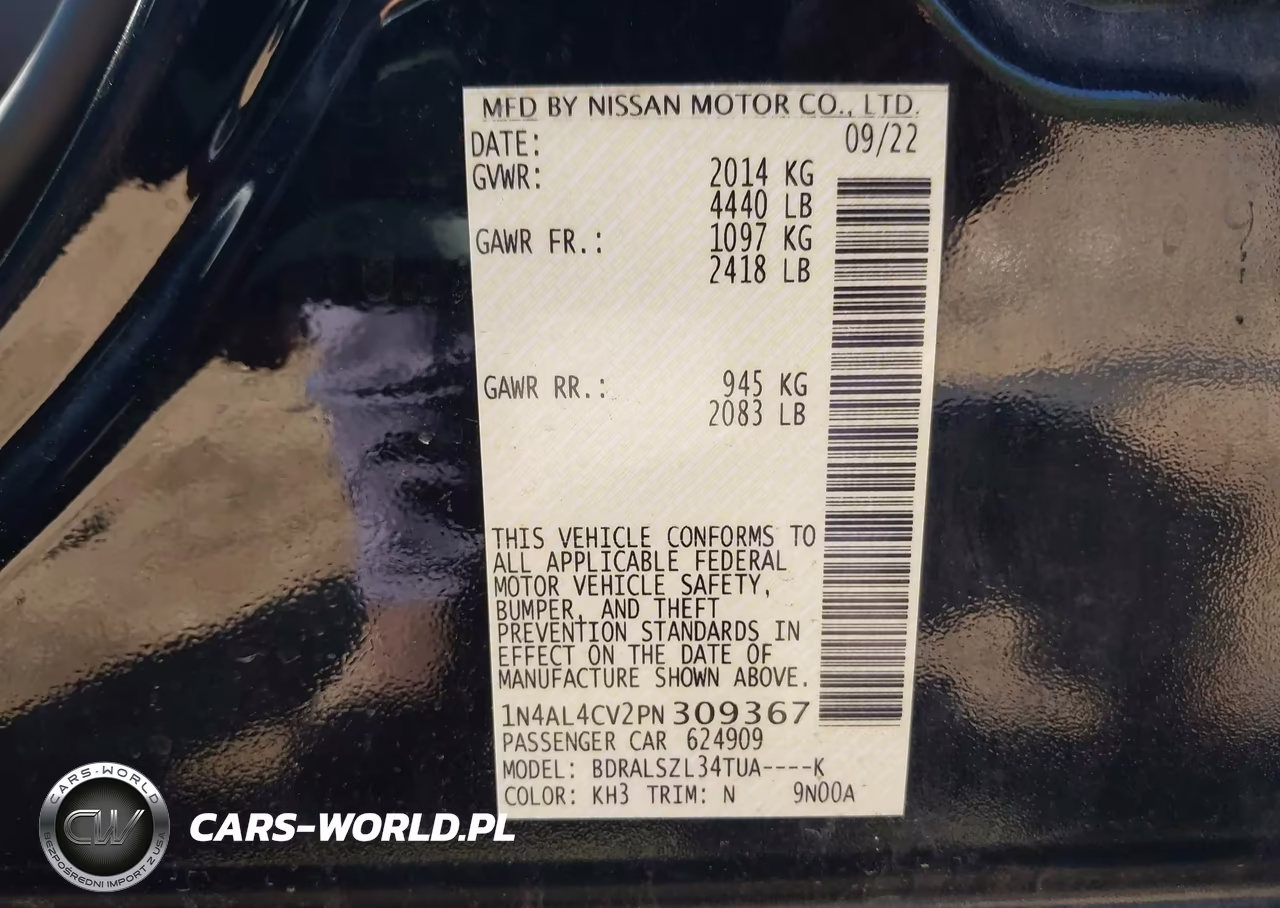 2023 Nissan Altima Sr Vc-Turbo Fwd VIN:1N4AL4CV2PN309367 - 9