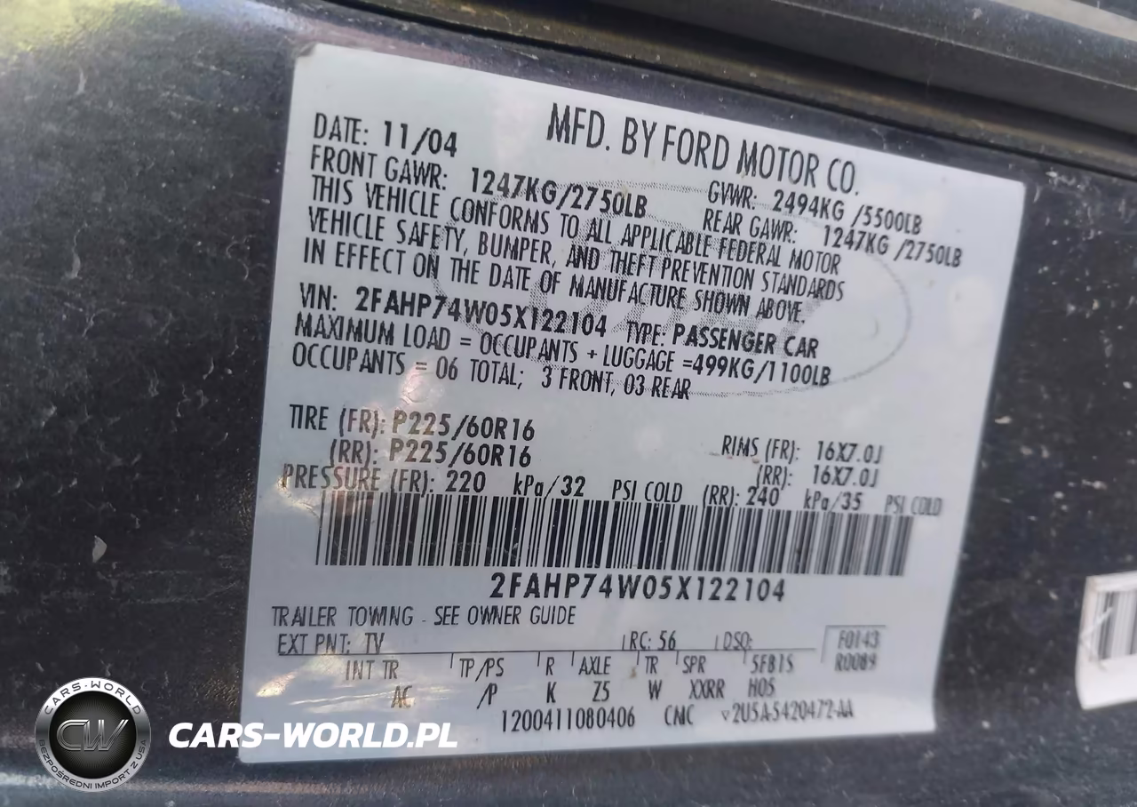 2005 Ford Crown Victoria VIN:2FAHP74W05X122104 - 9