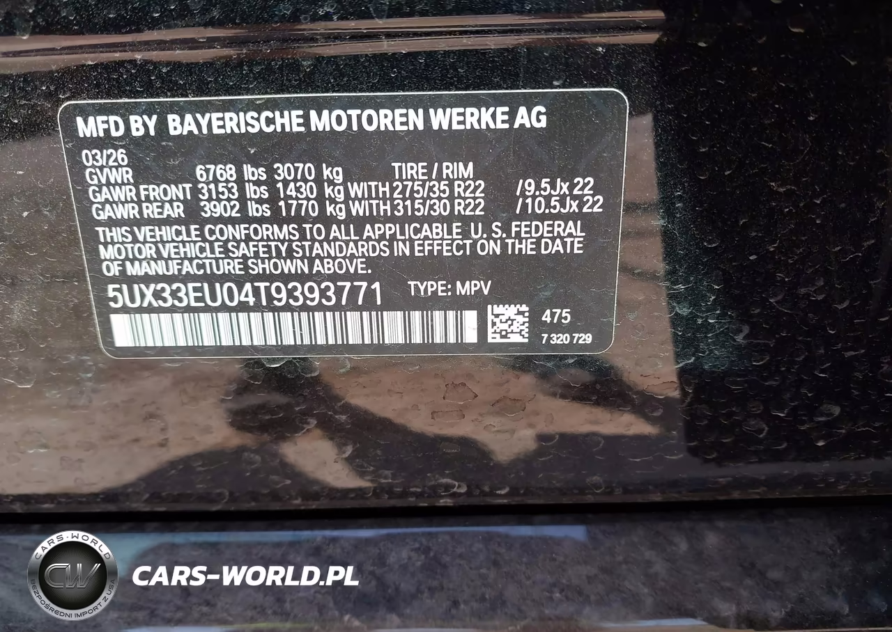 2026 BMW X5 M60I VIN:5UX33EU04T9393771 - 9