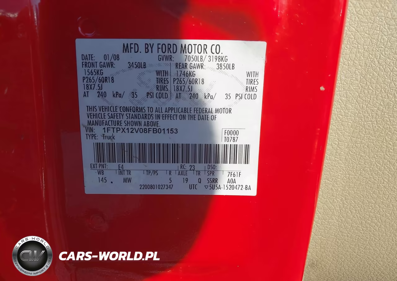 2008 Ford F-150 Xlt VIN:1FTPX12V08FB01153 - 9