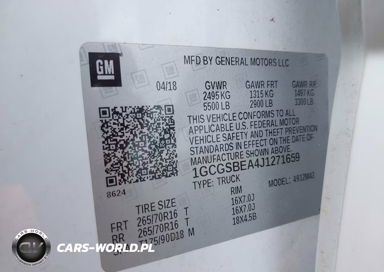 2018 Chevrolet Colorado Wt VIN:1GCGSBEA4J1271659 - 9