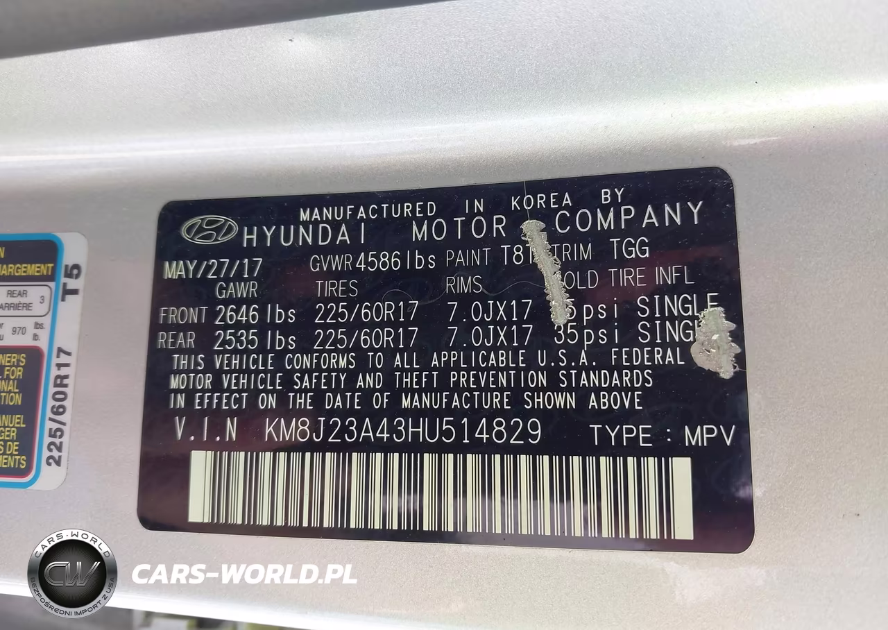 2017 Hyundai Tucson Se VIN:KM8J23A43HU514829 - 9