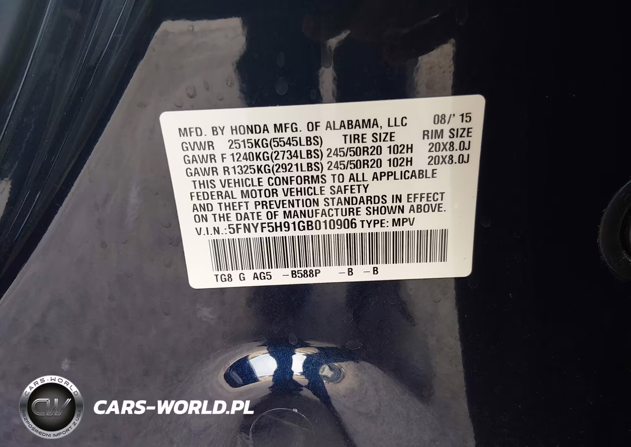 2016 Honda Pilot Touring VIN:5FNYF5H91GB010906 - 9