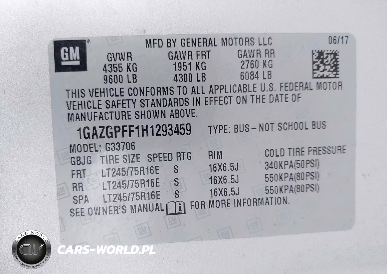 2017 Chevrolet Express 3500 Lt VIN:1GAZGPFF1H1293459 - 9