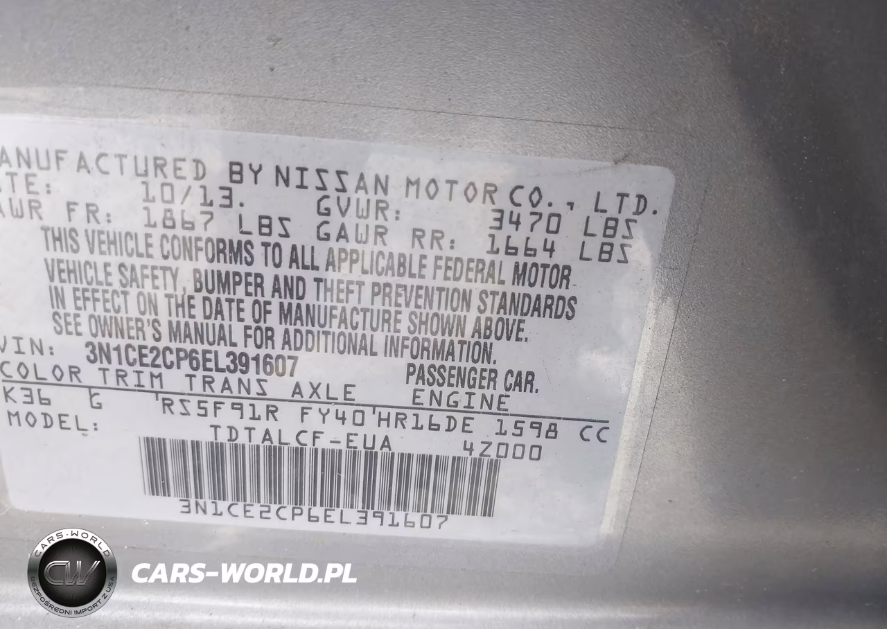 2014 Nissan Versa Note S (Sr) VIN:3N1CE2CP6EL391607 - 9