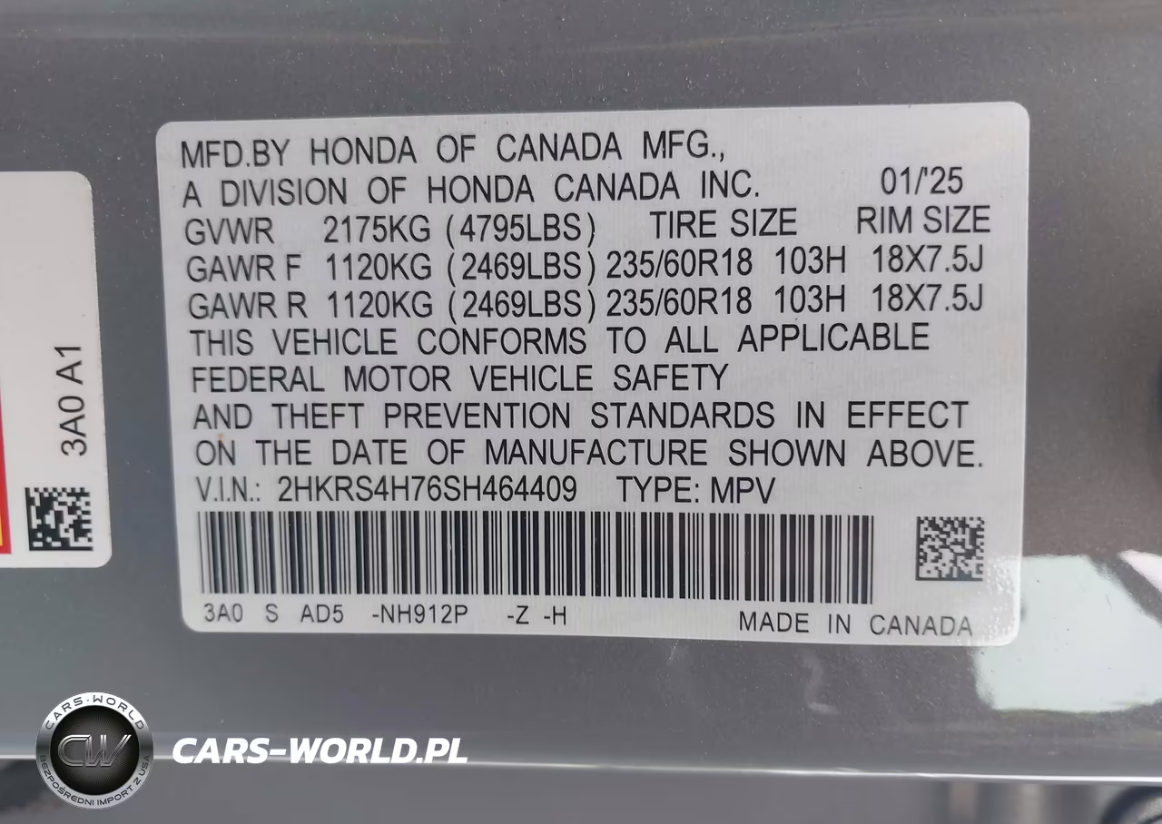2025 Honda Cr-V Ex-L Awd VIN:2HKRS4H76SH464409 - 9