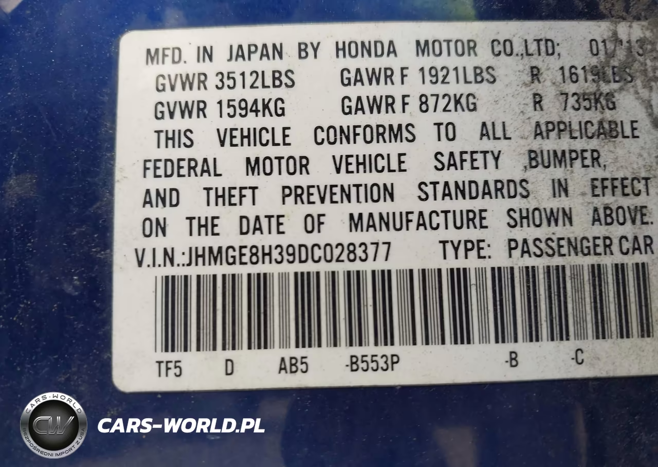 2013 Honda Fit VIN:JHMGE8H39DC028377 - 9