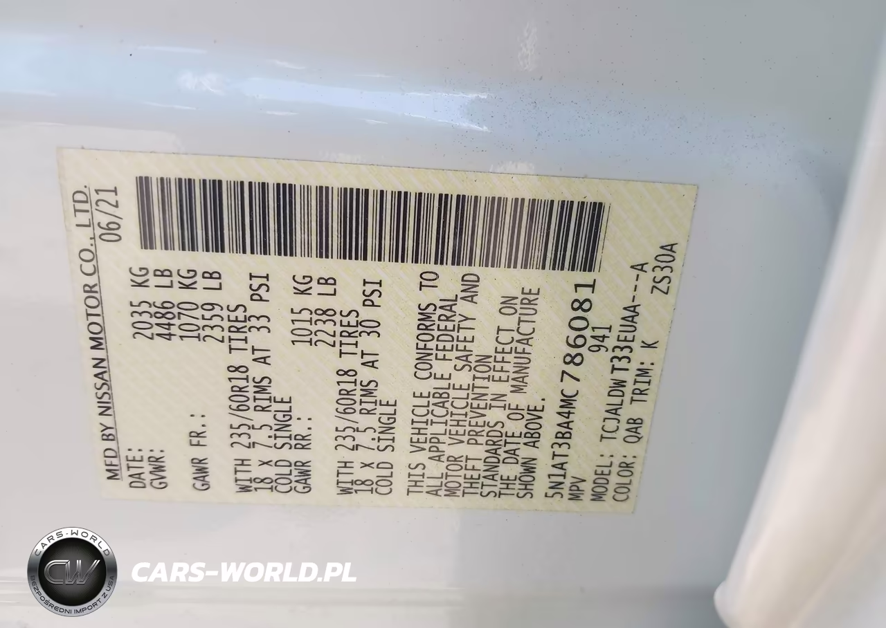 2021 Nissan Rogue Sv Fwd VIN:5N1AT3BA4MC786081 - 9