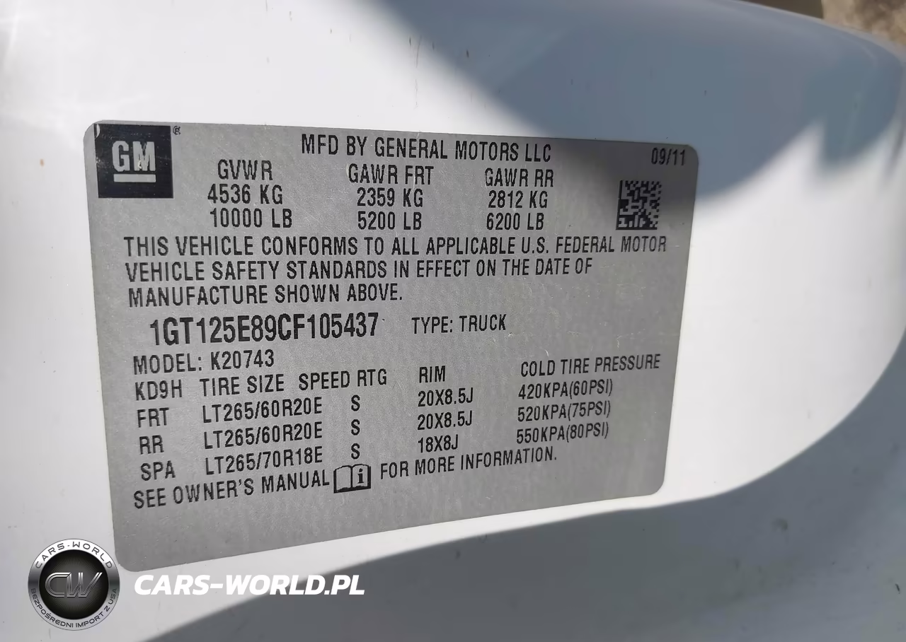 2012 GMC Sierra 2500Hd Denali VIN:1GT125E89CF105437 - 9