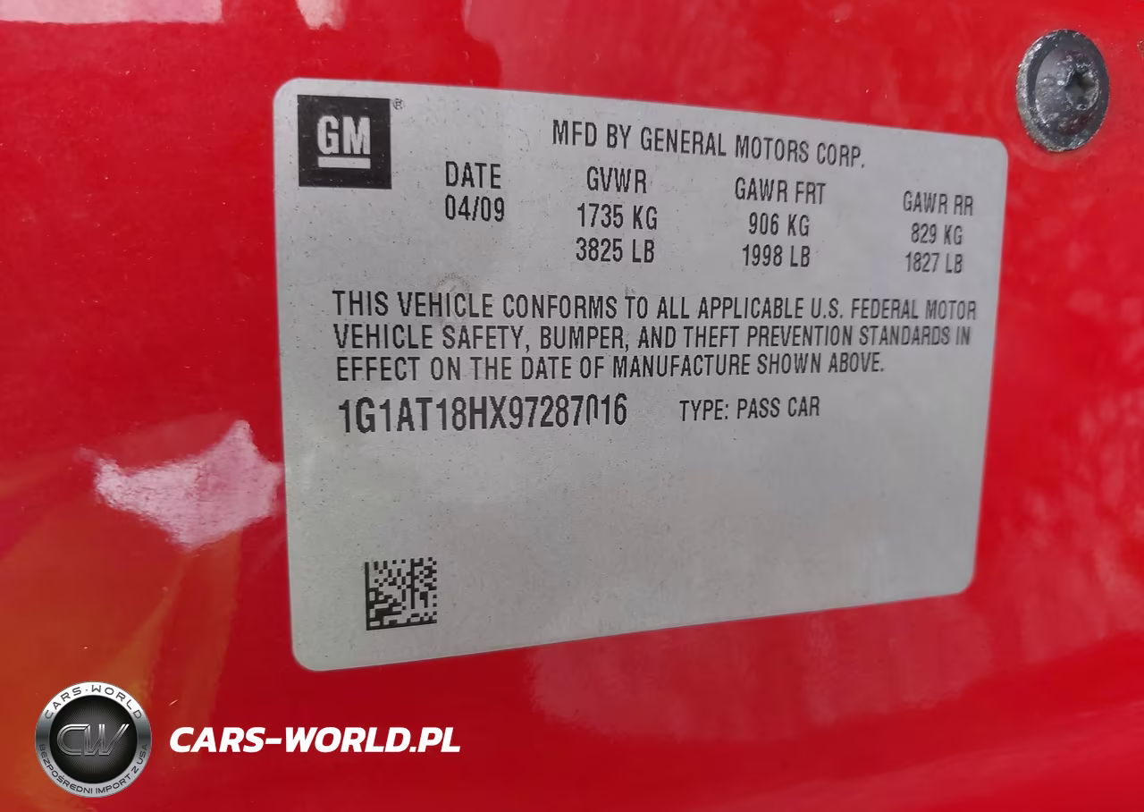 2009 Chevrolet Cobalt Lt VIN:1G1AT18HX97287016 - 9