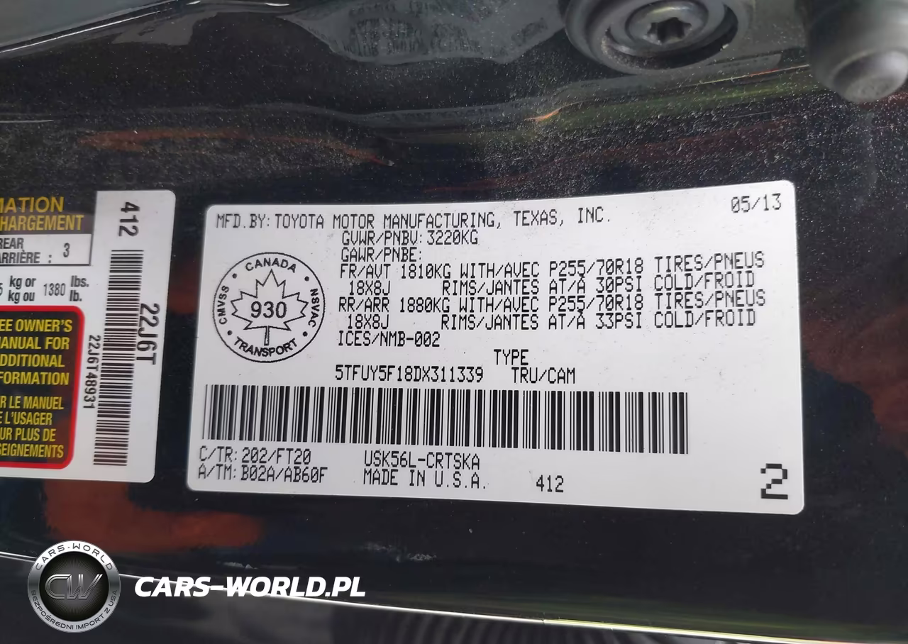 2013 Toyota Tundra Sr5 5.7L V8 VIN:5TFUY5F18DX311339 - 9
