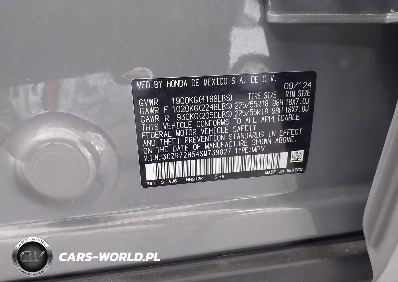 2025 Honda Hr-V Awd Sport VIN:3CZRZ2H54SM739827 - 9