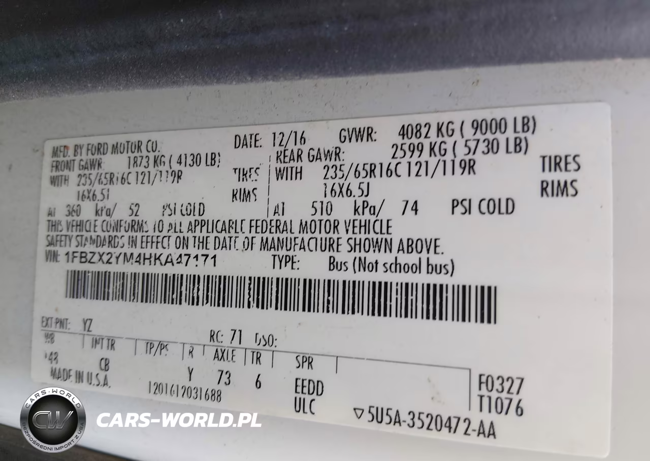 2017 Ford Transit-350 Xlt VIN:1FBZX2YM4HKA47171 - 9
