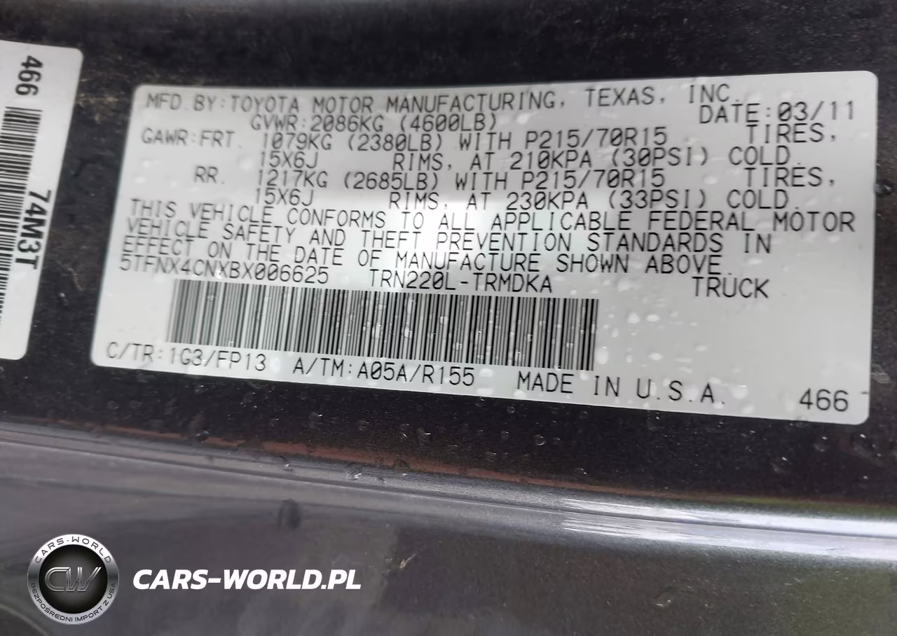 2011 Toyota Tacoma VIN:5TFNX4CNXBX006625 - 9