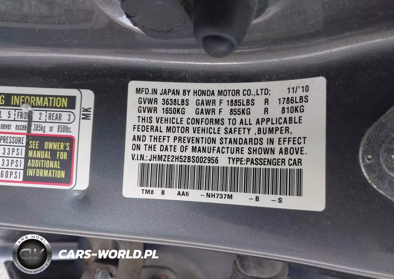 2011 Honda Insight Lx VIN:JHMZE2H52BS002956 - 9