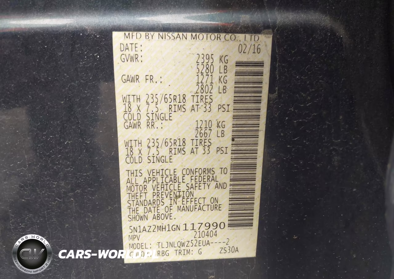 2016 Nissan Murano Sv VIN:5N1AZ2MH1GN117990 - 9