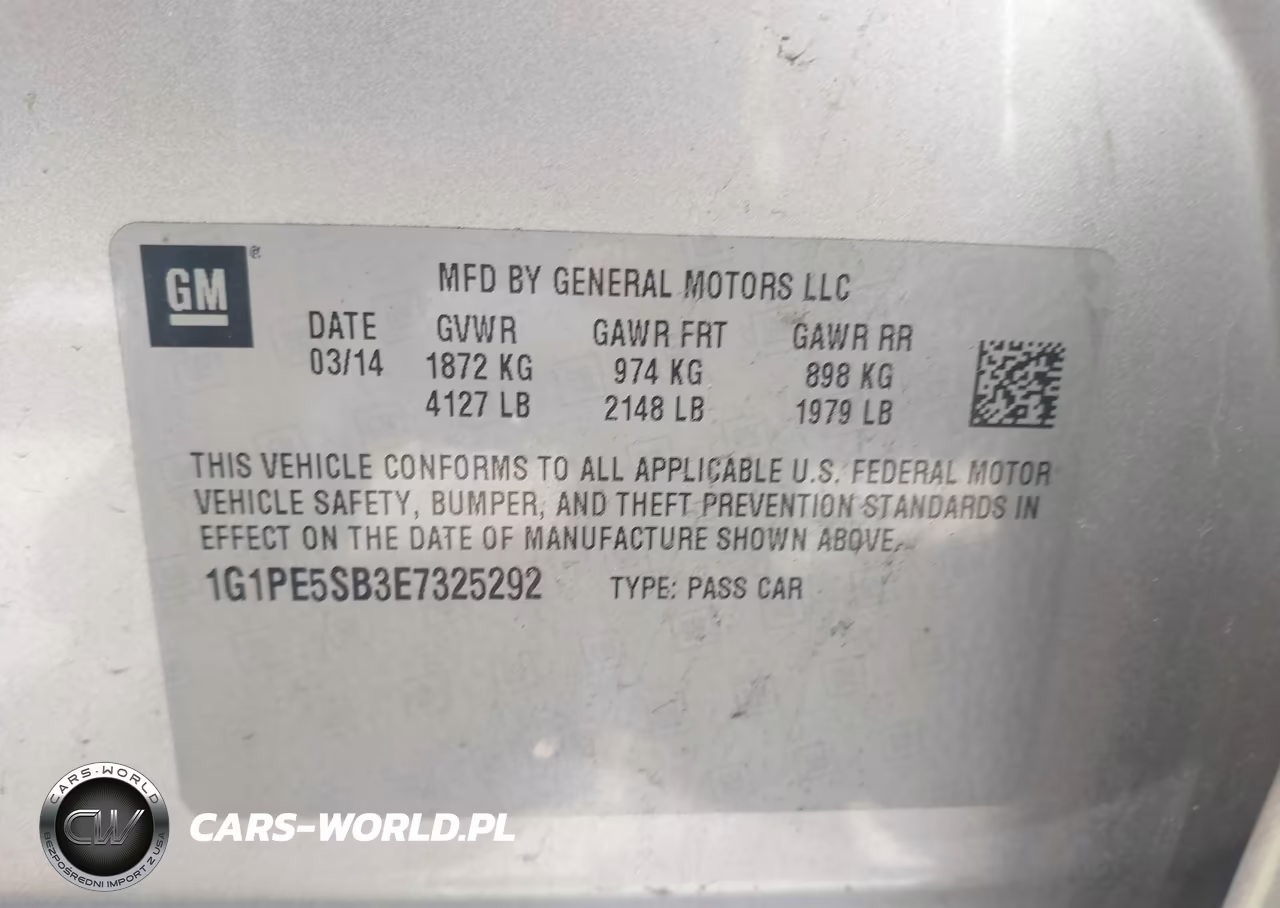 2014 Chevrolet Cruze 2Lt Auto VIN:1G1PE5SB3E7325292 - 9