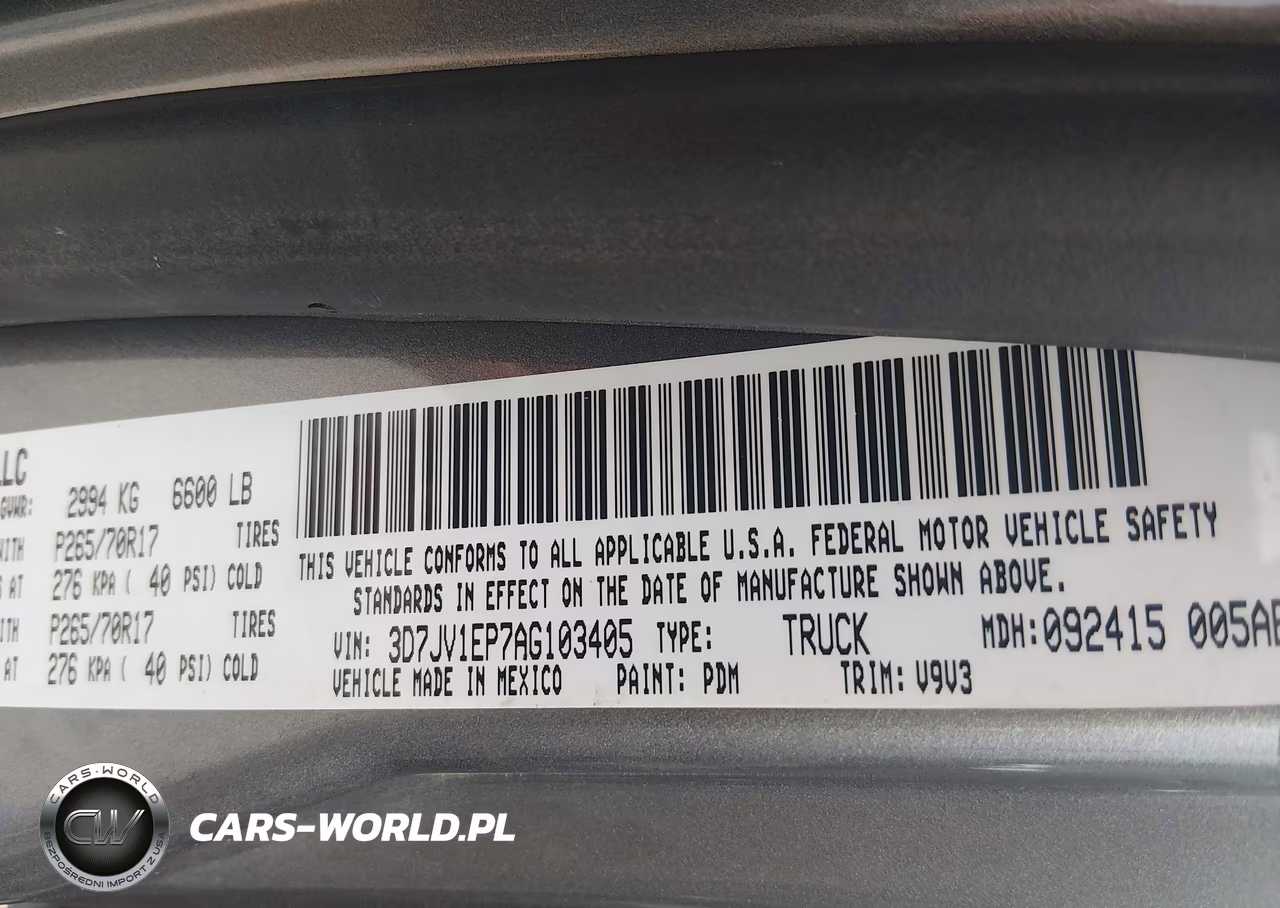 2010 Dodge Ram 1500 St VIN:3D7JV1EP7AG103405 - 9