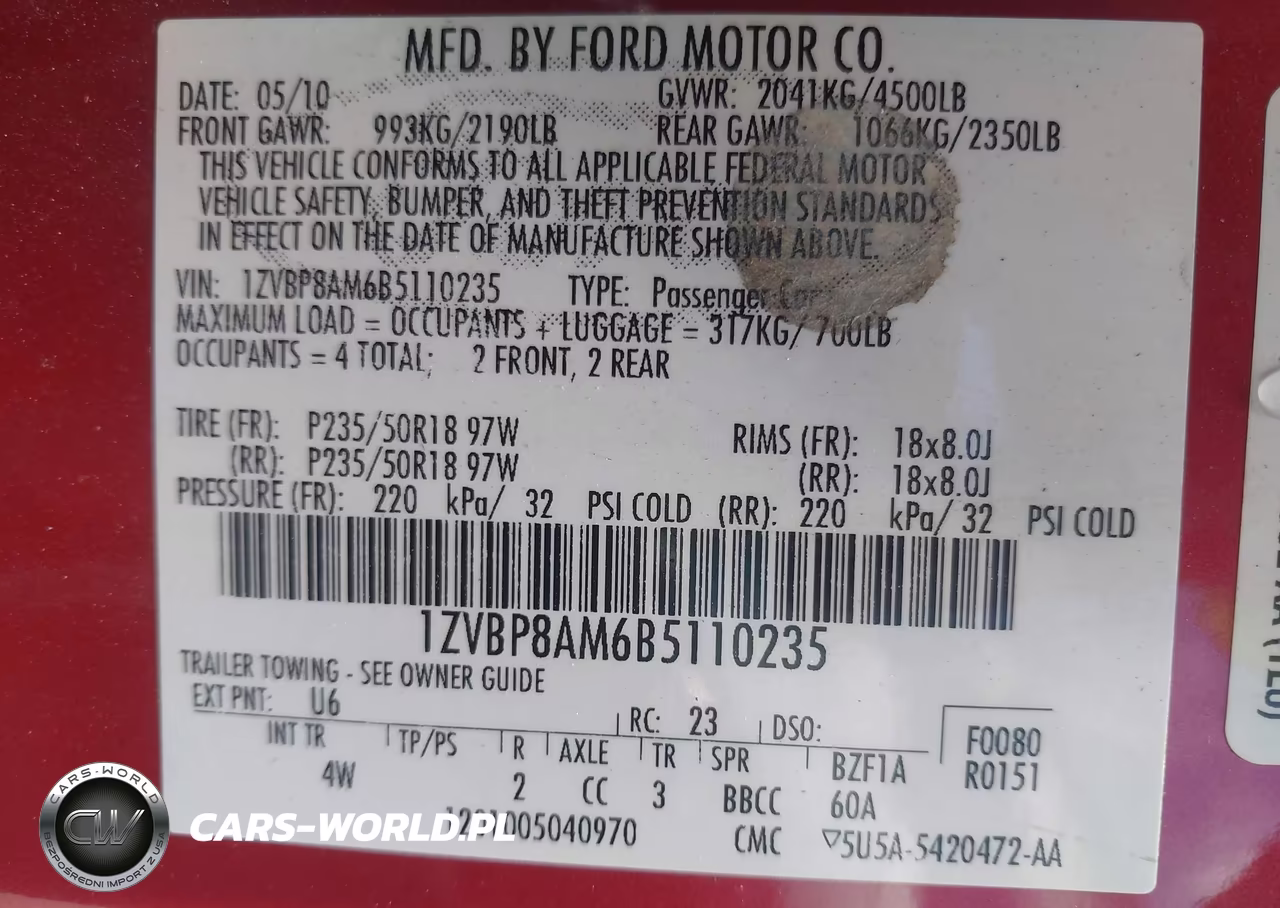 2011 Ford Mustang V6 Premium VIN:1ZVBP8AM6B5110235 - 9