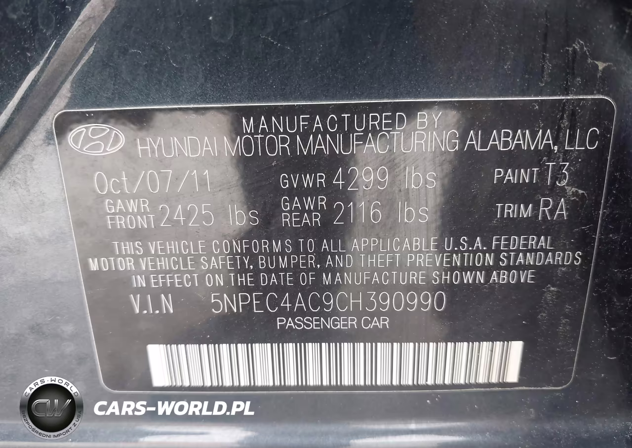 2012 Hyundai Sonata Limited VIN:5NPEC4AC9CH390990 - 9