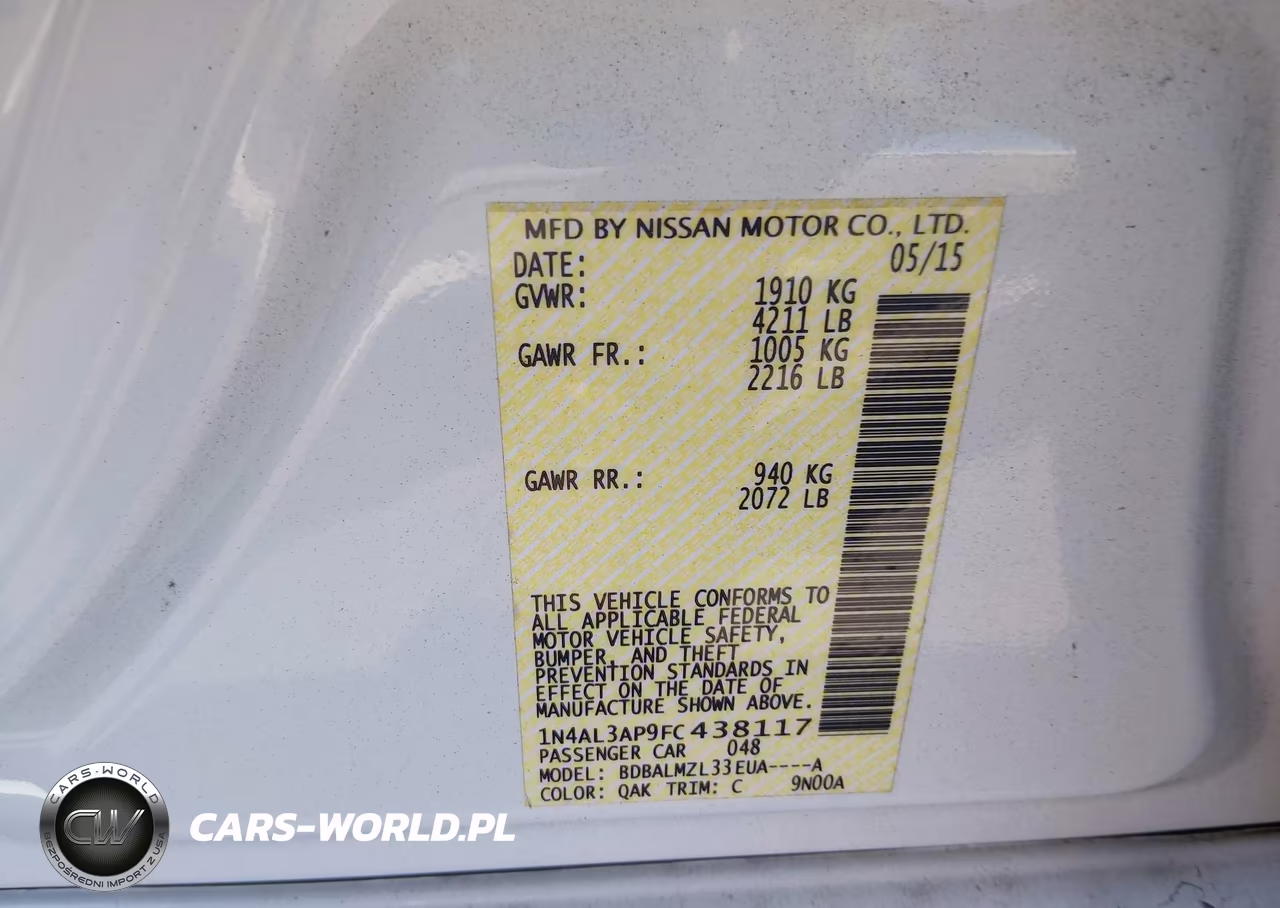 2015 Nissan Altima 2.5 Sv VIN:1N4AL3AP9FC438117 - 9