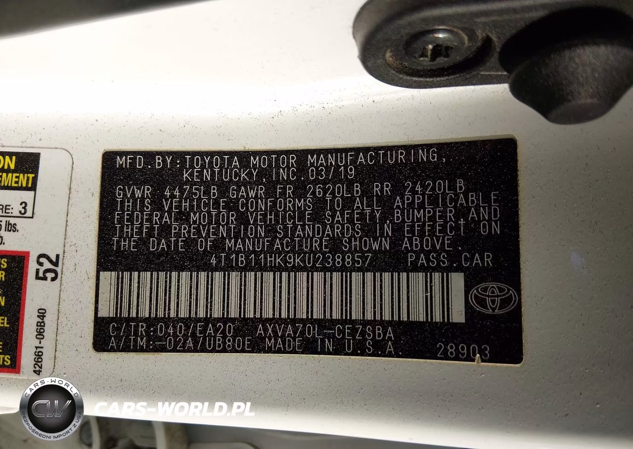 2019 Toyota Camry Se VIN:4T1B11HK9KU238857 - 9