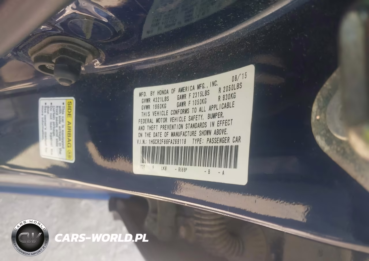2015 Honda Accord Ex-L VIN:1HGCR2F86FA269118 - 9