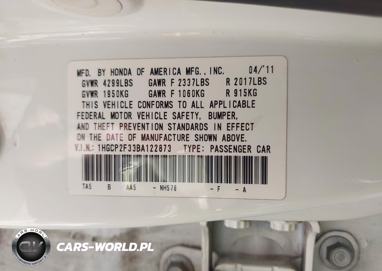 2011 Honda Accord 2.4 Lx VIN:1HGCP2F33BA122873 - 9