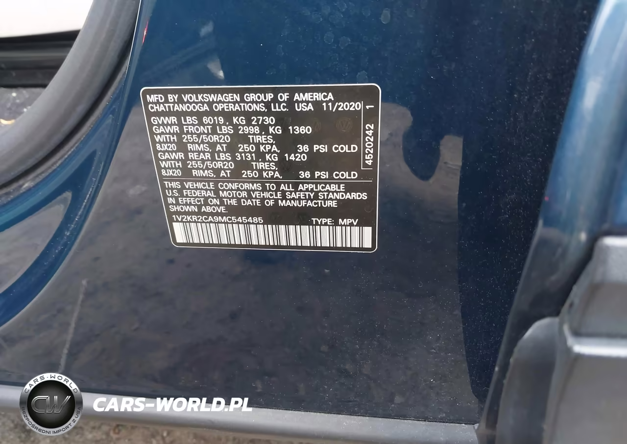 2021 Volkswagen Atlas 3.6L V6 Se W-Technology VIN:1V2KR2CA9MC545485 - 9