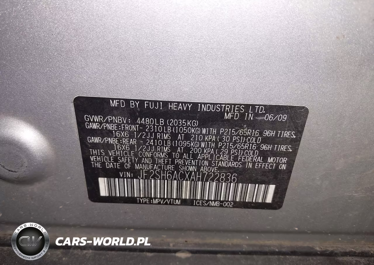 2010 Subaru Forester 2.5X VIN:JF2SH6ACXAH722836 - 9