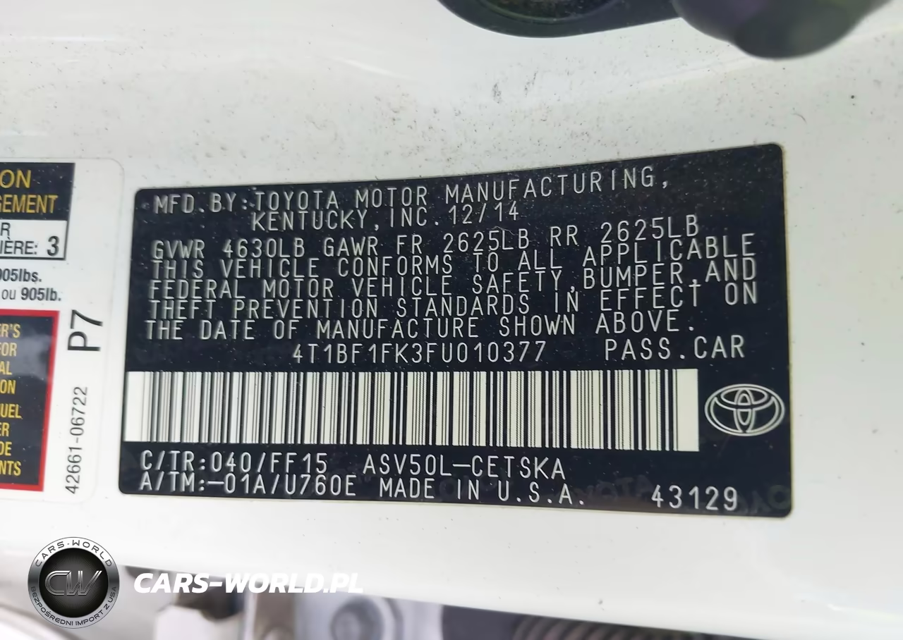 2015 Toyota Camry Se VIN:4T1BF1FK3FU010377 - 9