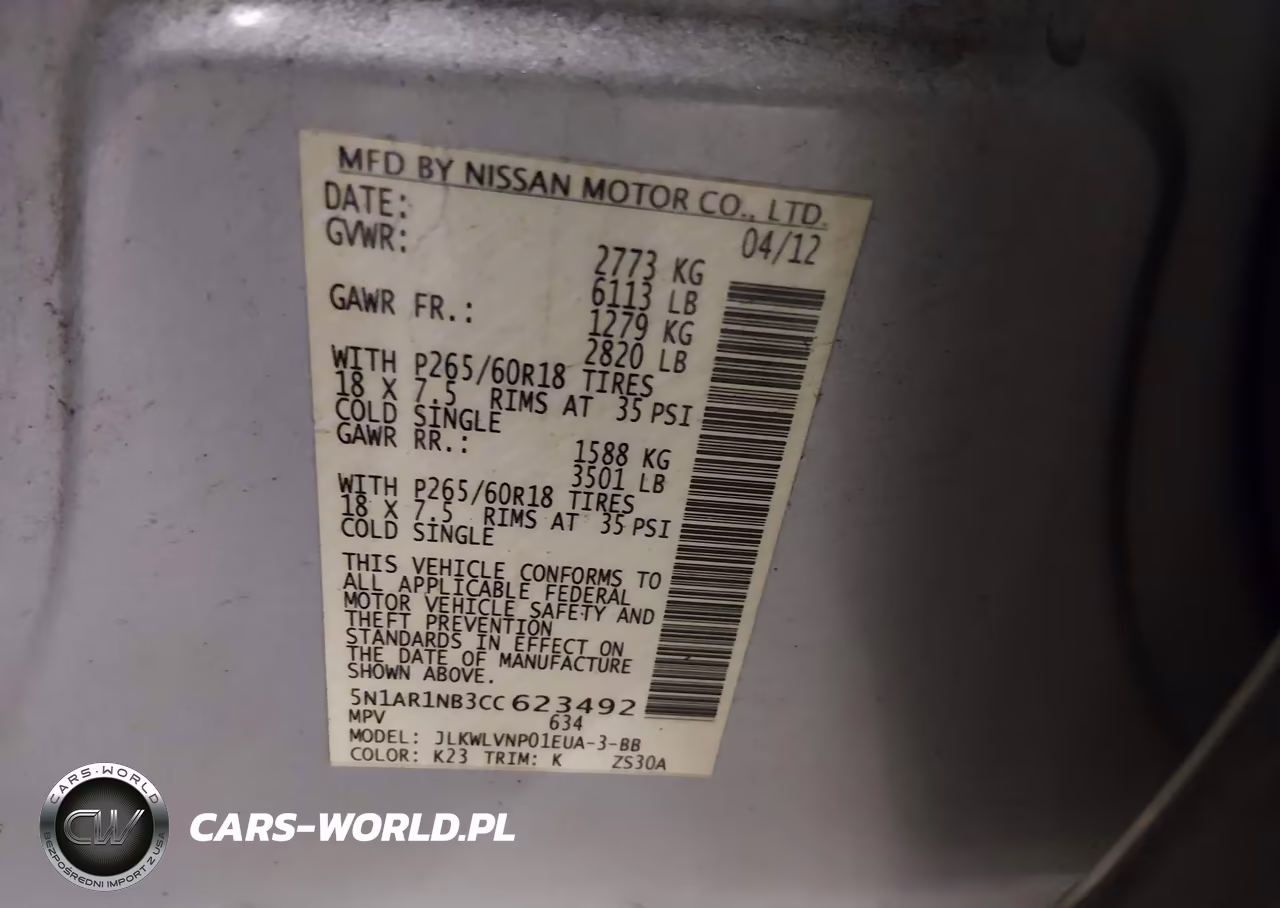 2012 Nissan Pathfinder Le VIN:5N1AR1NB3CC623492 - 9