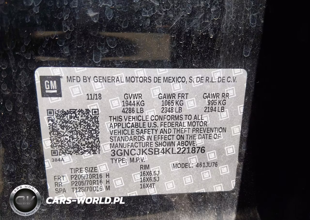 2019 Chevrolet Trax Ls VIN:3GNCJKSB4KL221876 - 9