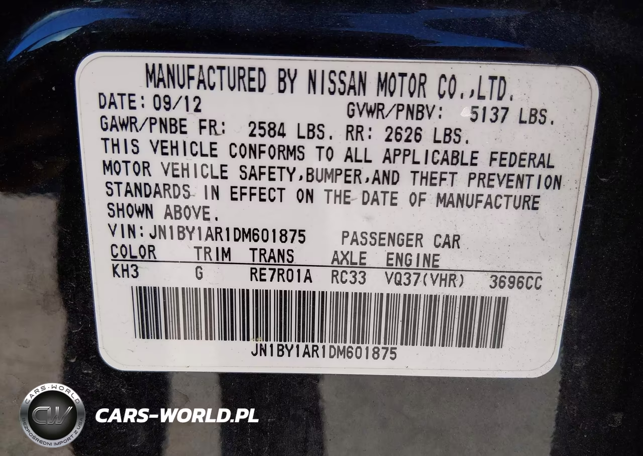 2013 Infiniti M37X VIN:JN1BY1AR1DM601875 - 9